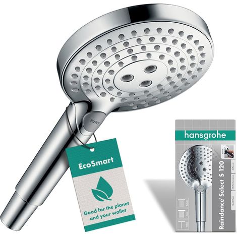Hansgrohe Raindance Select S - Doccetta a mano 120, 3 getti EcoSmart 9 l/min, cromata 26531000 (1/5)