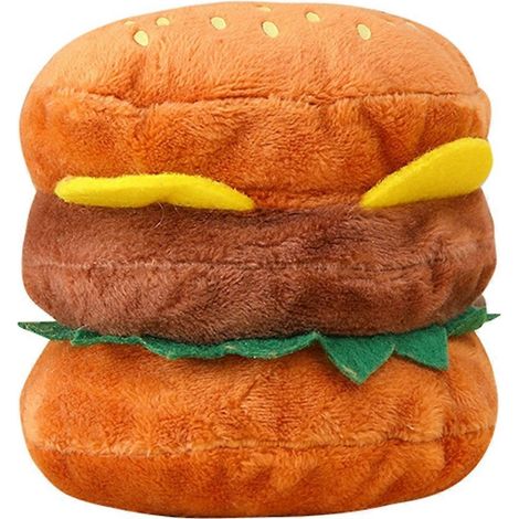 Kaubares Plüschtier für Hunde, weiches Stofftier mit Geräuschen, Burger-Hundezubehör (1/5)