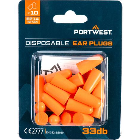 Tappi per le orecchie in schiuma PU (10 paia) - Arancione - Portwest