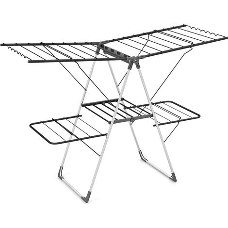 Tendedero plegable de 2 niveles con alas ajustables