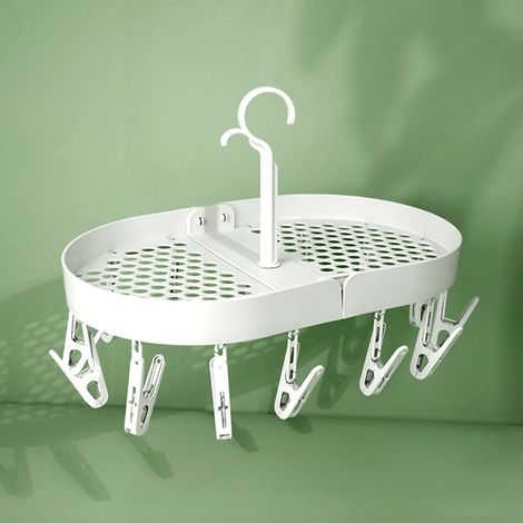 360° drehbarer Wäscheständer mit klappbaren Haken und Clips für Zuhause oder Studentenwohnheim, Beige (1/5)