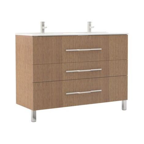 ONDEE - Mueble de baño de la colección ALAN - Entregado montado - Ancho 120cm - chapado en madera Roble orgánico