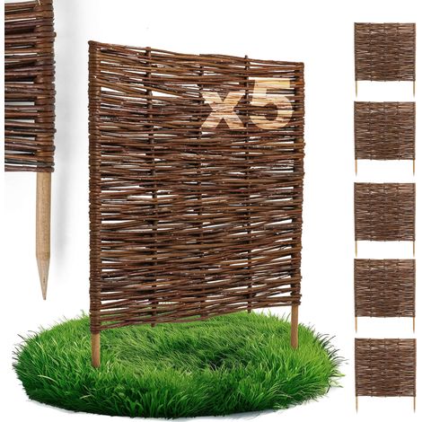 Lot de 5 Bordures Osier Bogateco Saule Naturel 60x60 cm
