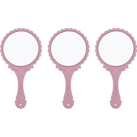 Miroir De Maquillage Portable - Motif Rétro Carré Ou Rond - Avec Poignée Ergonomique - Pour Voyage Et Usage Quotidien - 1 Pièce (1/5)