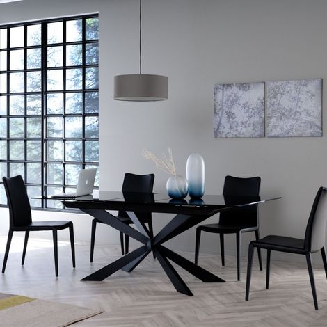 Tavolo da Pranzo Rettangolare in Vetro Allungabile 160/200x90x75 Altea Nero Tavoli da Pranzo e Ufficio (1/5)