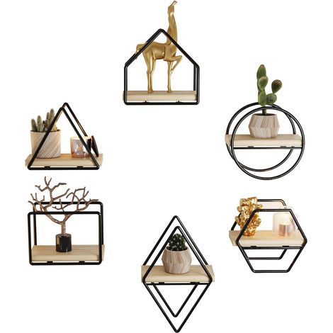 Mensola da parete, mensola portaoggetti Shelf Gold Nero (1/5)