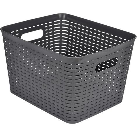 Panière à Linge "Effet Tressé" 13L Gris