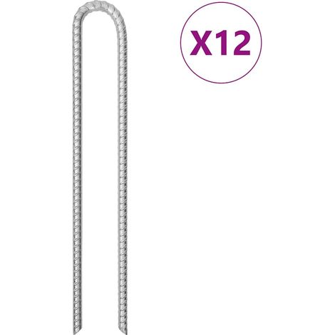 Zeltheringe 12 Stk. U-Form 41,5 cm Ø12 mm Verzinkter Stahl