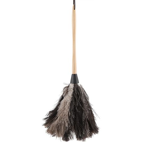 Plumeau en plumes d'autruche lavable, non électrostatique, fait main, avec manche en bois, pour ménage domestique (1/5)