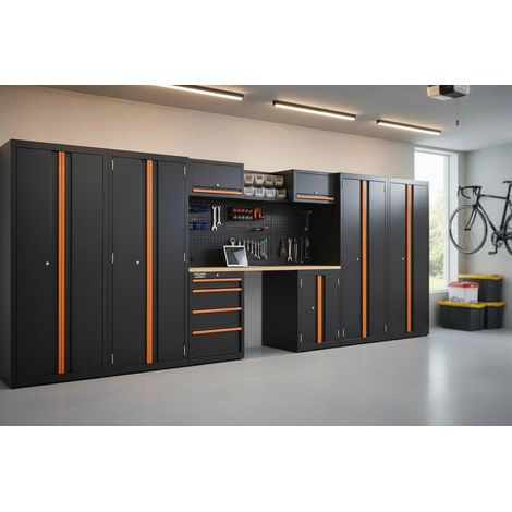 Mobilier de garage complet avec 3 armoires supplémentaires