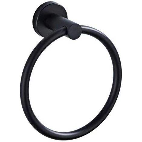 Lntyq Porte-Serviettes, Anneau Porte Serviettes Mural Givré Noir en Acier Inoxydable, Porte Serviette Rond pour Salle de Bain, Cuisine (Noir), 166.55.5cm (1/5)