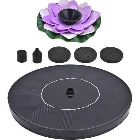Fontaine solaire lotus pour jardin avec 4 buses mini fontaine d’extérieur pour bain d’oiseaux aquarium bassin et récipient d’eau