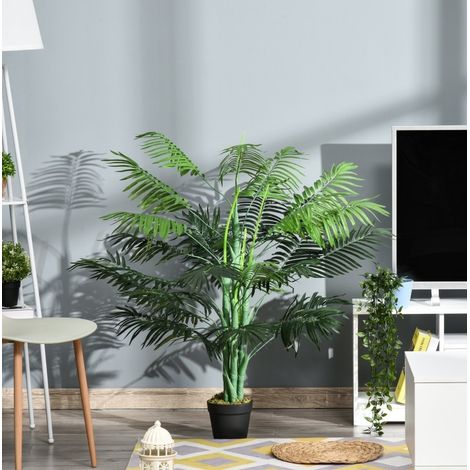 Künstliche Palme 125 cm aus Kunststoff, 18 Blätter, im Topf, grün OKMYHOME (1/5)