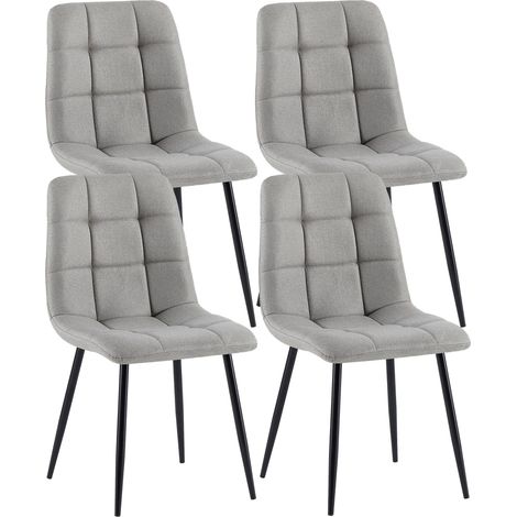 Lot de 4 chaises de salle à manger en tissu gris pieds métal noir design moderne et confortable CDS10413 (1/5)
