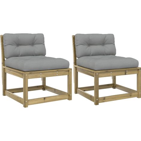 vidaXL Divani Giardino con Cuscini 2 pz in Legno Impregnato di Pino (1/5)