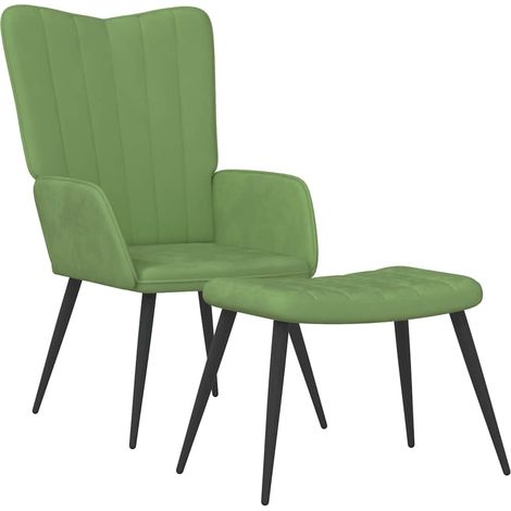 Maison Exclusive - Poltrona Relax con Sgabello Verde Chiaro in Velluto (1/5)