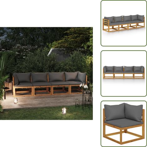 Divano in acacia - vidaXL Divano da Giardino a 4 Posti con Cuscino in Legno di Acacia - Cuscini in legno