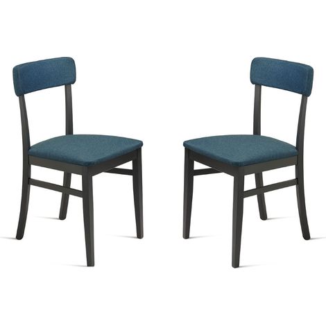 Sedia in tessuto Blu con struttura in legno LIPSIA 2 sedie (1/5)