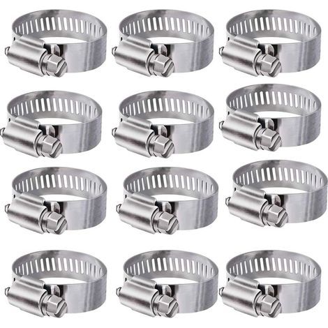 Collier de Serrage 304 Collier INOX Ajustable en Acier Inoxydable Tuyau Pinces Clips Fixationpour Famille Tuyau d'eau, réservoir de gaz, Tube d'automobiles (52-76（12mm）) (1/5)