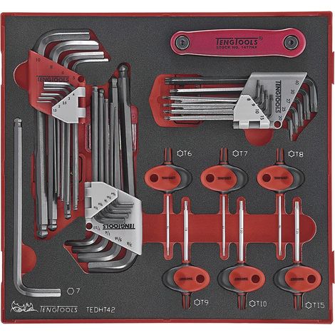 Jeu de clés HEX- TX Foam2 tray 42 pièces Teng Tools TEDHT42 (1/2)