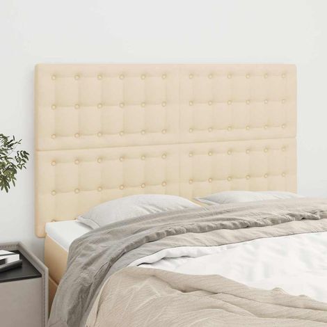 vidaXL Cabecero de cama de tela color crema 144x5x118/128 cm (1/5)