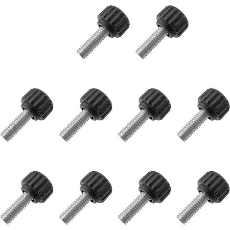 10 Pièces Vis Thumbscrew, M4 × 16 Vis Moletées Filetées à Tête, Tête Ronde Vis de Serrage, Diamètre de Tête 13 mm, Vis à Main Noires pour Meubles (1/5)