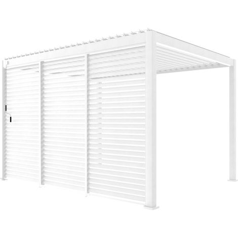 sweeek - Pergola mit Lamellendach Triomphe 3x4m mit 3 Lamellenwänden 130cm