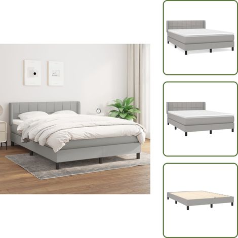 Boxspringbett mit Matratze Hellgrau 140x200 cm Stoff - Boxspringbett - Doppelbett - Bettenrahmen - Lattenrost - Matratze