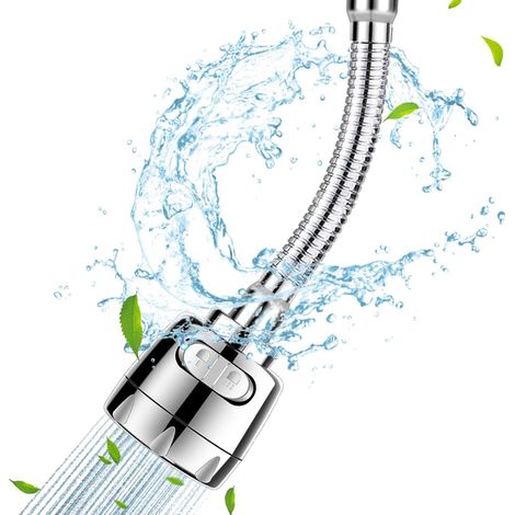 1 Robinet cuisine, douchette pivotante 360°, flexible acier inoxydable, 2 modes jet, économie eau, évier (1/5)