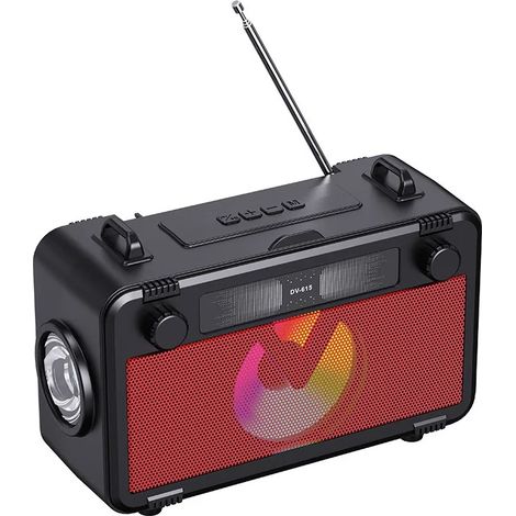 Radio portable rechargeable à énergie solaire, radio FM d'urgence, enceinte Bluetooth 5.3 sans fil, barre de son avec lampe torche LED, lecteur de carte TF et lecteur de musique USB (1/5)