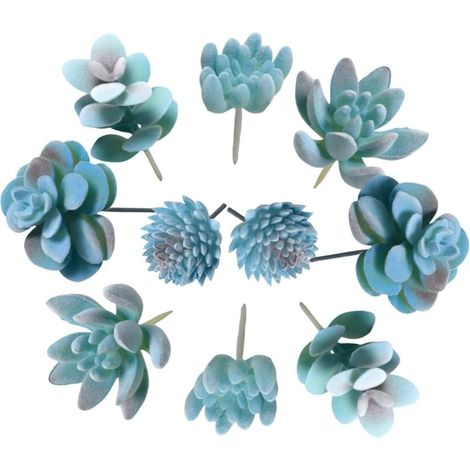 Lot de 10 mini plantes succulentes artificielles en plastique pour décoration de jardin et d'intérieur (bleu) (1/5)