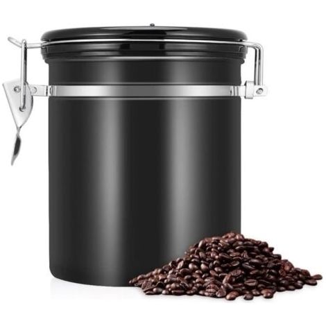 Le bidon hermétique de stockage de récipient de grains de café d'acier inoxydable 304 peut noir-DUO