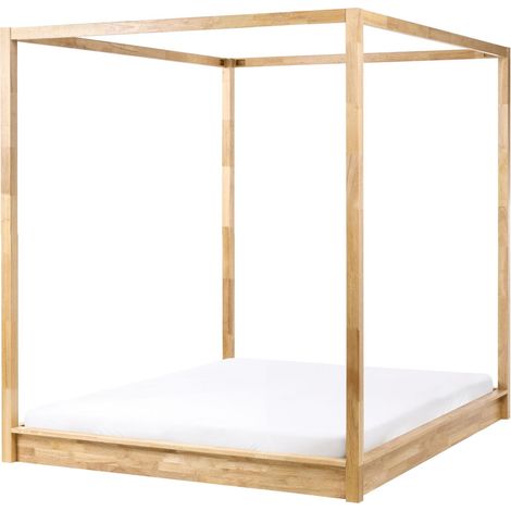 Letto in legno 160 x 200 cm con baldacchino marrone chiaro Herliere