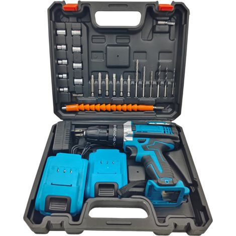Perceuse Visseuse Sans Fil 21V, Perceuse Électrique Multifonction 3-en-1 avec 2 Batteries Lithium et Chargeur, Tournevis Électrique pour Bricolage