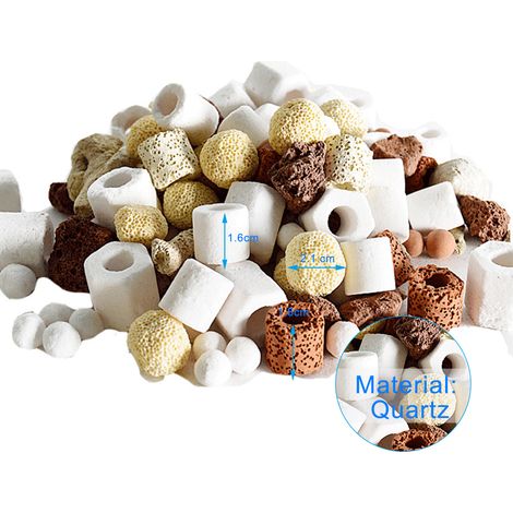 Bolas de filtro de cuarzo multicolor 12 en 1 para acuarios – 500 g para acuarios de agua dulce y salada (1/4)