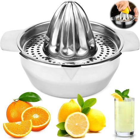 Presse-agrumes en acier inoxydable 18/8 avec récipient de 400 ml - Presse-agrumes manuel - Presse-agrumes - Pamplemousse - Presse-oranges - Solide et robuste - Passe (1/5)