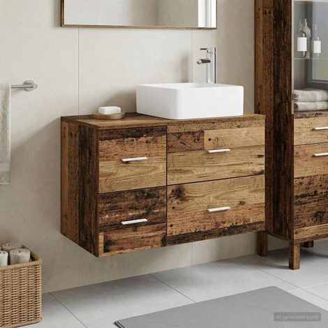 vidaXL Bathroom Furniture Set 2 pcs Old Wood Engineered Wood (1/5)