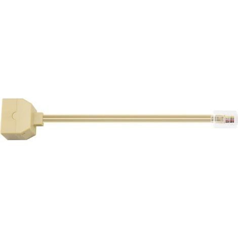 Convient pour câble adaptateur téléphonique répartiteur RJ11 6P4C 2 broches M/F, beige. (1/4)