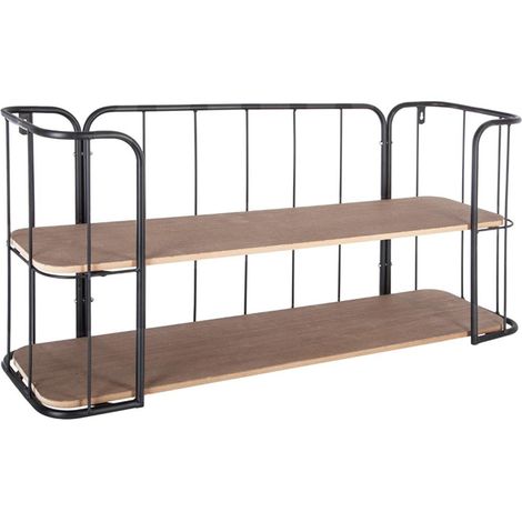 Etagère murale de 2 Étages en Métal et Bois - 75 x 20 x 36 cm (1/2)