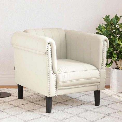 Sessel Creme Samt mit Füßen für Wohnzimmer Schlafzimmer (1/5)
