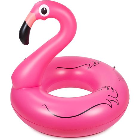 Bouée gonflable rose fluo pour piscine à boue - Lumières solaires - PVC - Adulte (1/5)