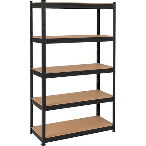 Etagère de Rangement Noire 90 x 60 x H180cm - Rayonnage Métal Haute qualité 5 Plateaux Charges lourdes 1500kg INTEC (1/5)