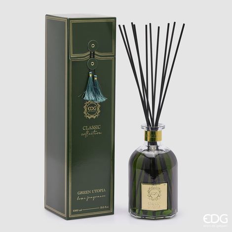 EDG Enzo De Gasperi Profumatore Bottiglia Classic 1000 Ml H 22 Cm D 12 Cm Green Utopia (1/3)