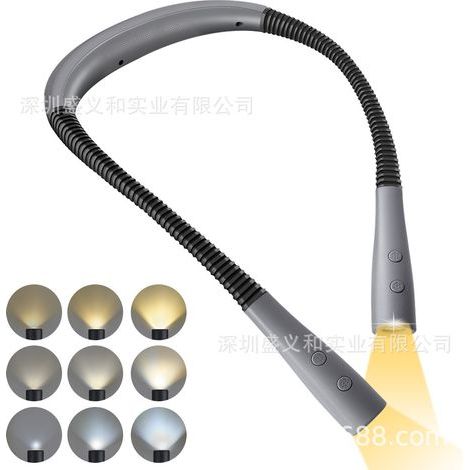 Lámpara de lectura LED para el cuello, luz para leer en la cama, 3 colores, 6 niveles de brillo. (1/5)