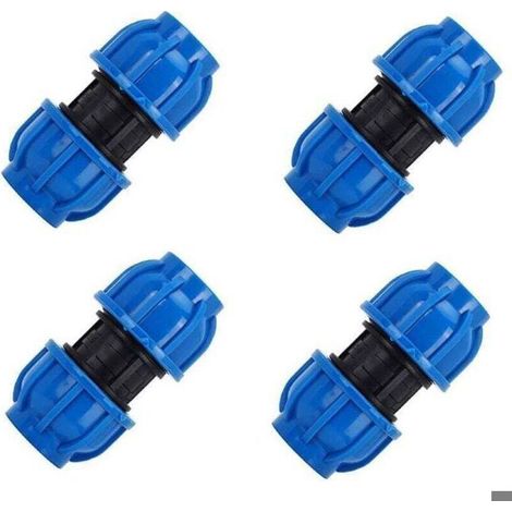 Raccordi per tubi dell'acqua - Confezione da 4 - Raccordi diritti - Plastica PE - Diametro 32 mm (1/4)