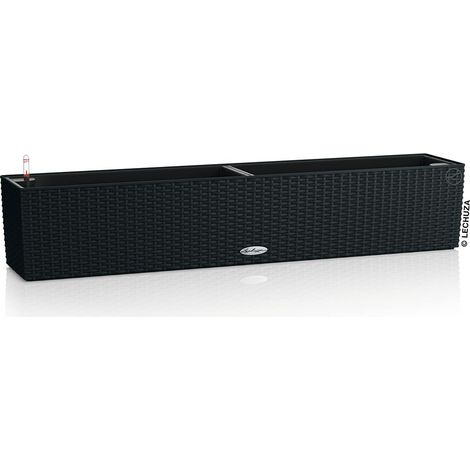LECHUZA® Blumenkasten BALCONERA Cottage 100 Graphitschwarz All-in-One (1/3)