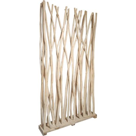 Paravent en teck brut blanchi H. 180 cm – Séparation naturelle pour intérieur – Style bohème et unique – Dimensions 180x100x19 cm – Meubletmoi (1/5)