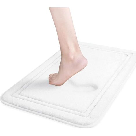 Badematte, Badematte aus Memory-Schaum, saugfähige Badematte, weiß, 40 x 60 cm (1/5)