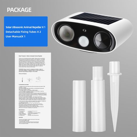 Repellente Solare Ultrasuoni con Sensore PIR 110° e LED, Design Moderno in ABS Impermeabile per Giardino, Orto e Terrazza (1/3)