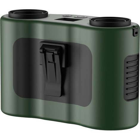 Ventilateur cou 20000 mAh – 32 heures – Double moteur – 5 vitesses – Écran LED – Recharge USB – 3-en-1 – Randonnée, camping, bureau – Vert Militaire (1/4)